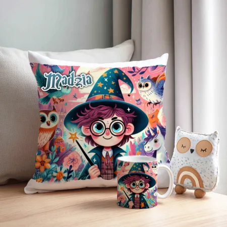 Magiczny zestaw prezentowy Poduszka i Kubek dla czarodzieja do szkoły magii